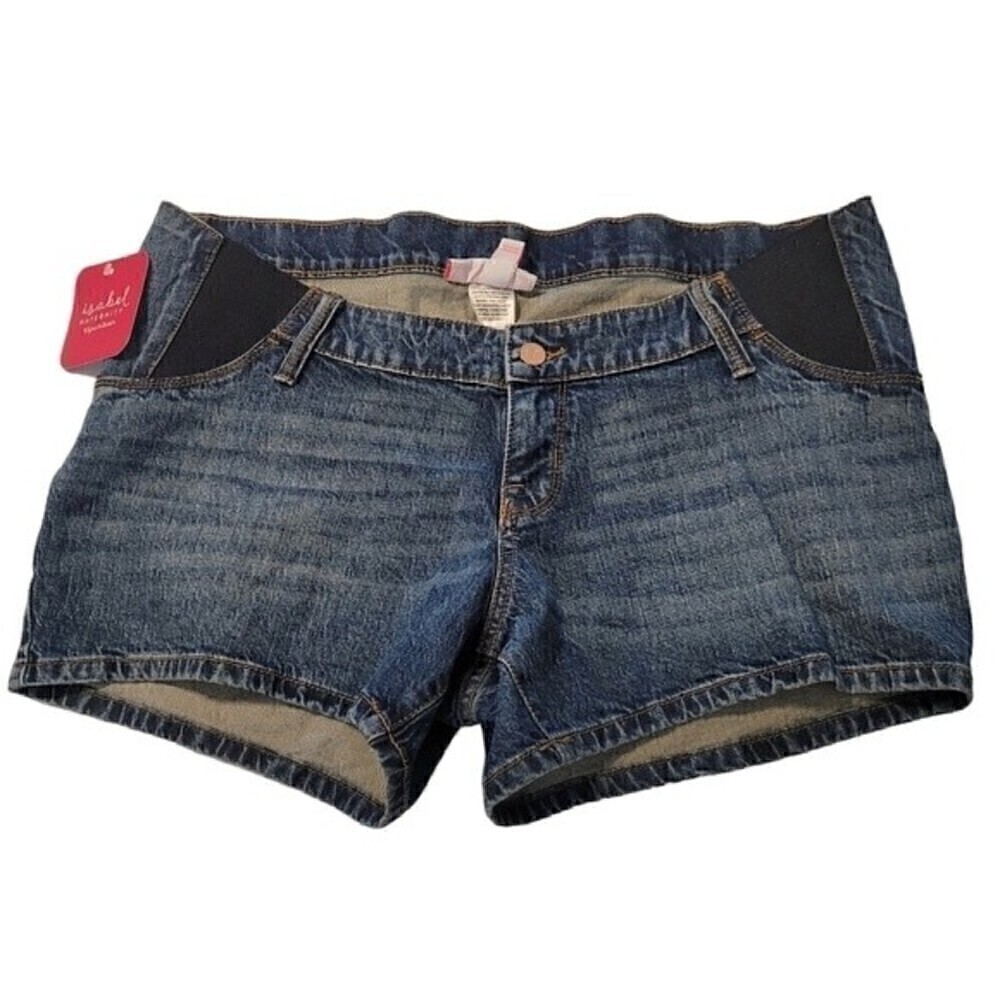 ISABEL Maternity Women’s Midi Denim Shorts With Expandable Side Panel Size 10